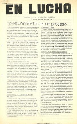 Publicación En Lucha N° 6: "no es un ministro; es un proceso" 1971