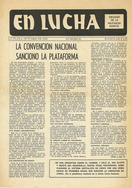 Publicación En Lucha N° 22: "La convención nacional sancionó la plataforma" 1972