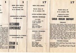 Boleta electoral UCR Noviembre de 1972