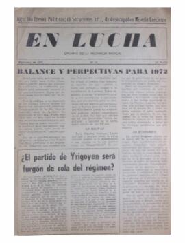 Publicación En Lucha N° 14: "Balance y perspectivas para 1972" 1971