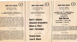 Boleta electoral UCR Mayo 1972