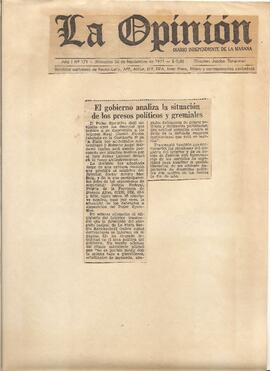 "El gobierno analiza la situación de los presos políticos y gremiales", La Opinión, 1971